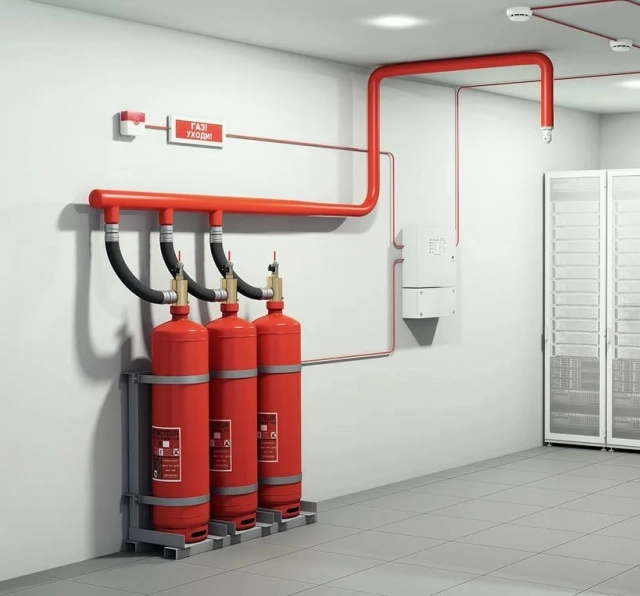 Sistem autonom de stingere a incendiilor cu gaz